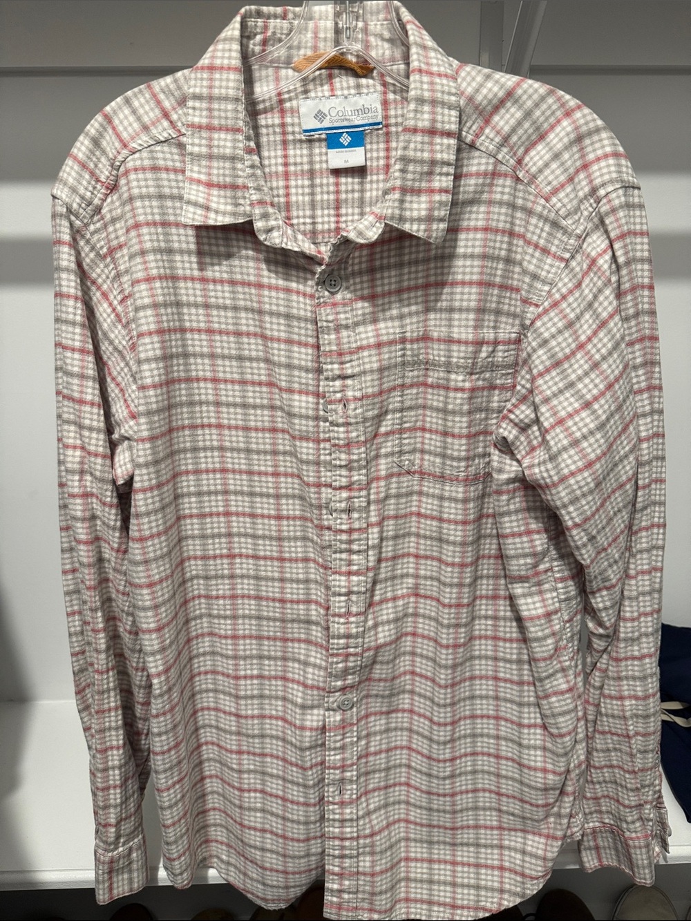 Columbia Men's Long-Sleeve Plaid Shirt - White & Red